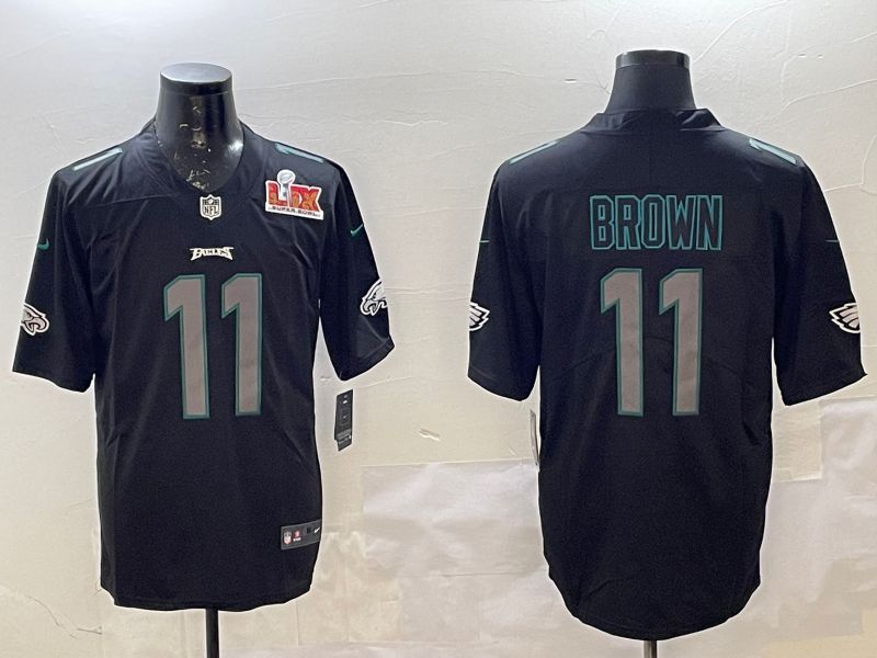 Men Philadelphia Eagles 11 Brown Black 2025 Nike Vapor Limited NFL Jersey style 2266